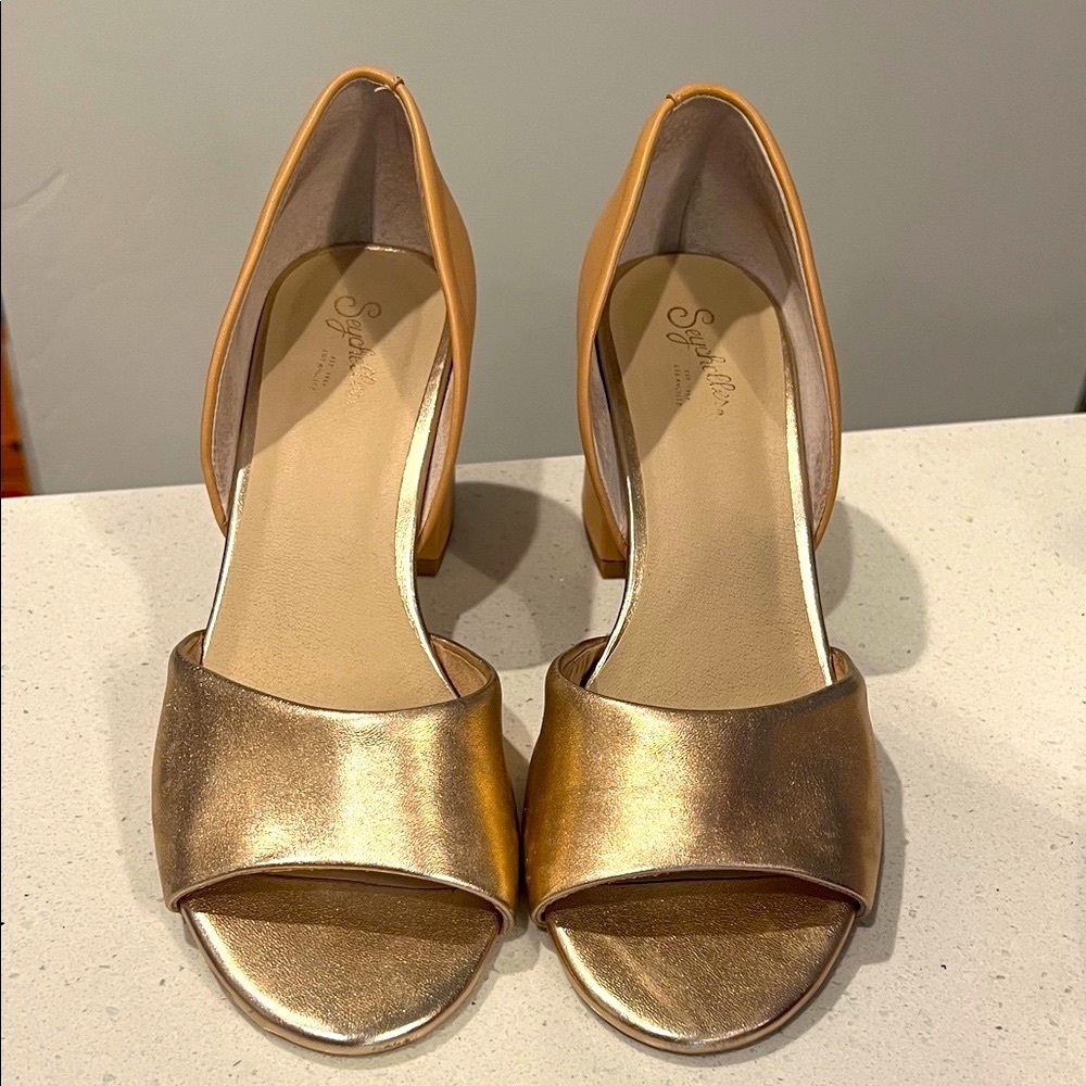 Seychelles Women's Gold and Beige Heels